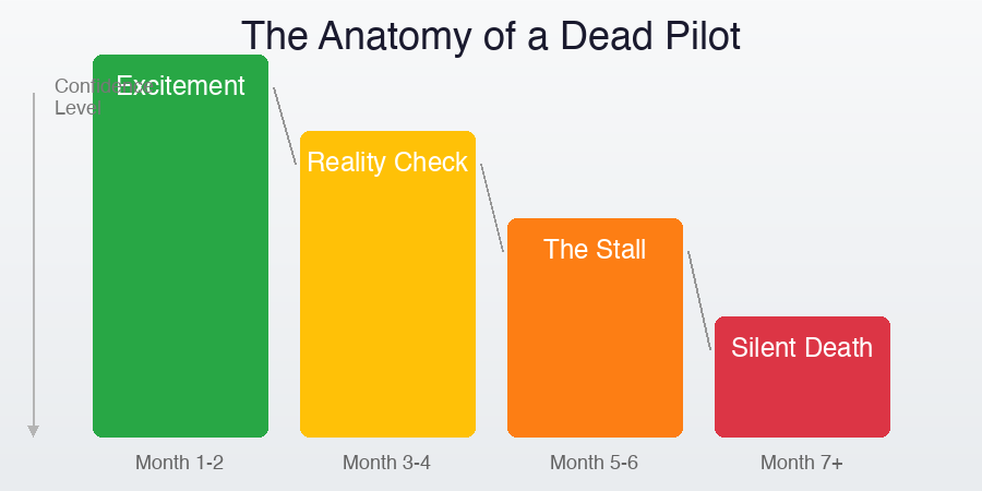 The Anatomy of a Dead Pilot - Confidence declines from excitement through reality check, stall, and silent death